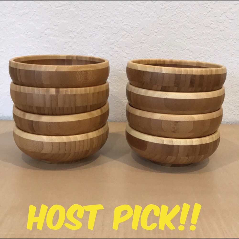 SET OF 8 Totally Bamboo Salad Serving Bowls - Picture 1 of 6